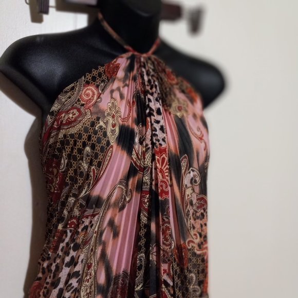 fredericks of hollywood halter mini dress Flowey tunic top womens boho small EUC - Picture 3 of 8